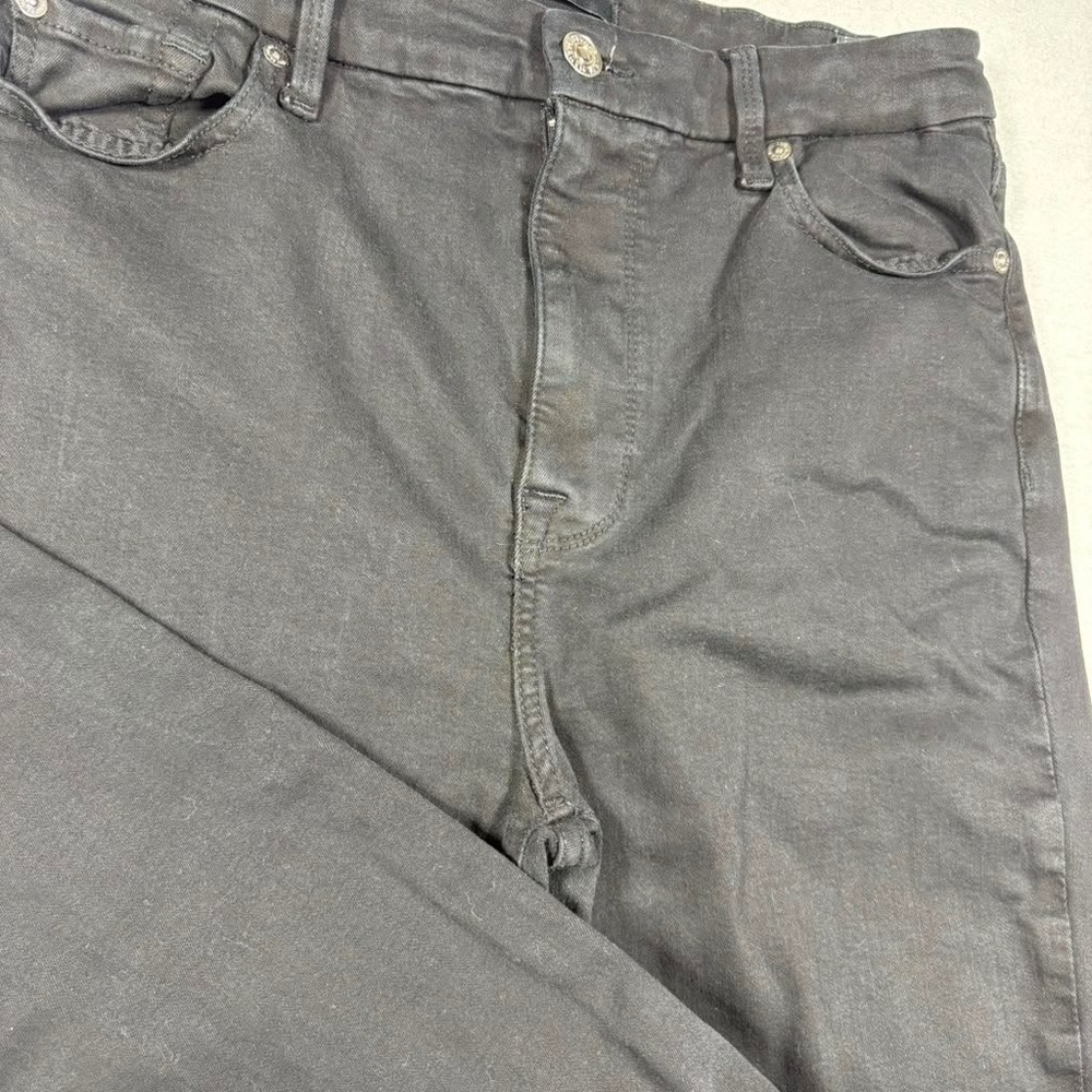 7 For All Mankind The High Skinny Jeans Slim Illusion Luxe Black‎ Denim Womens